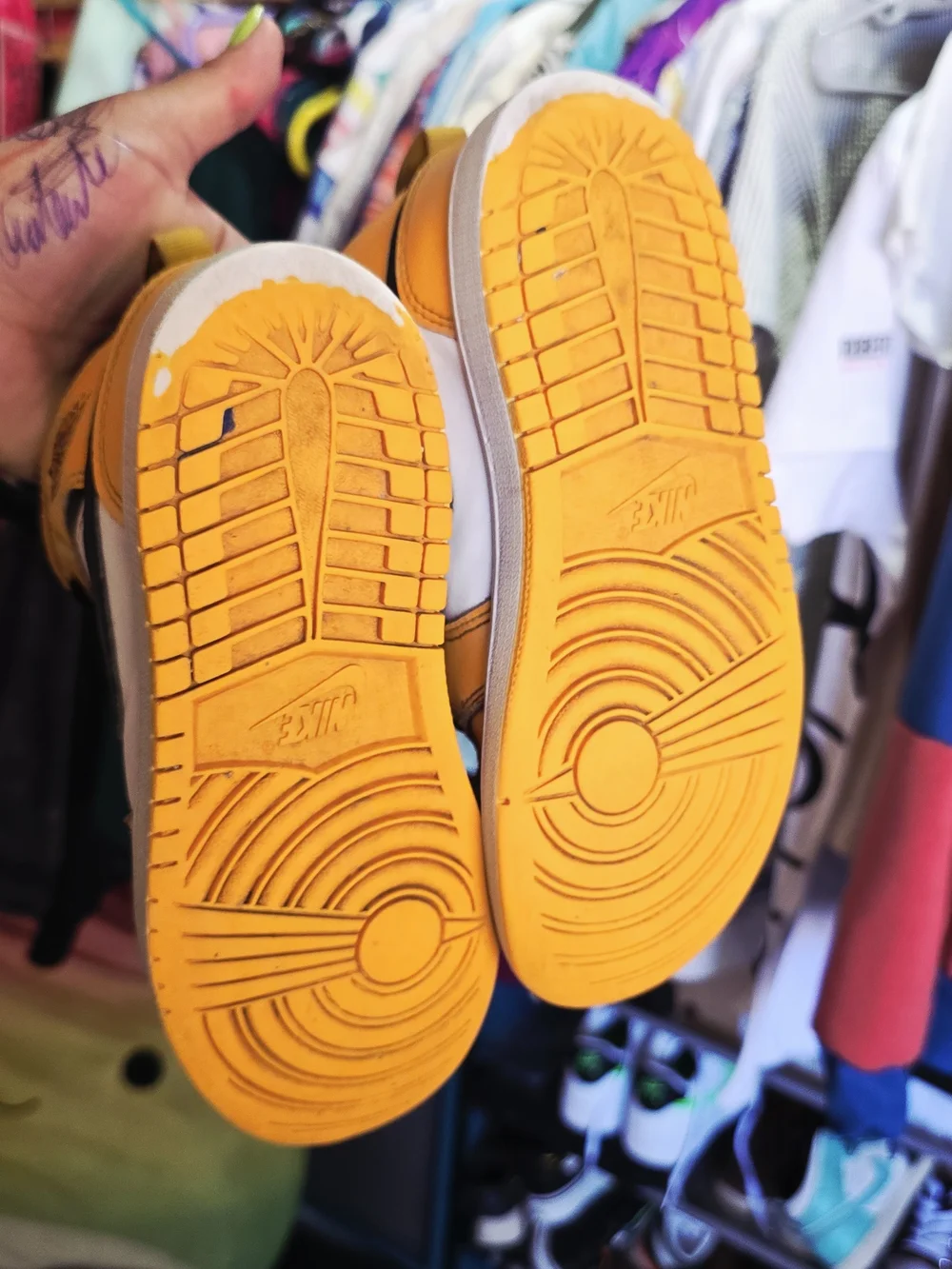 Nike / Air Jordan Kids High-Top Sneakers in Yellow, Black & White 